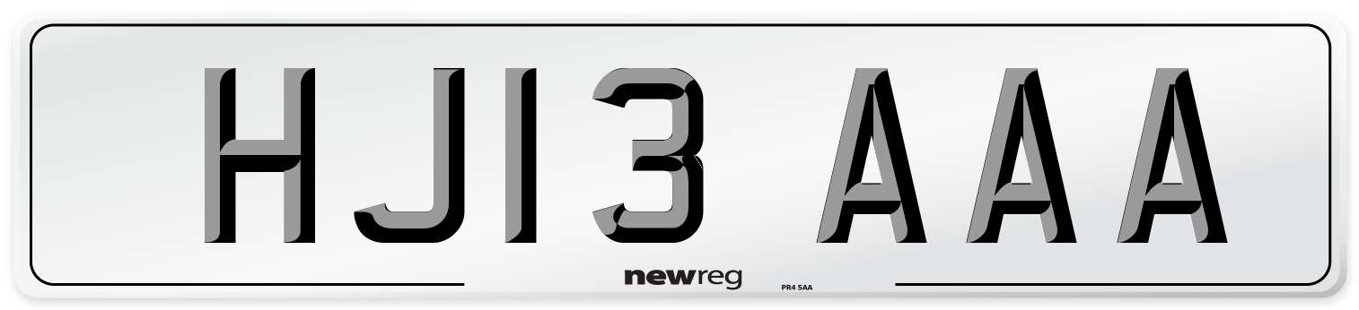 HJ13 AAA Number Plate from New Reg
